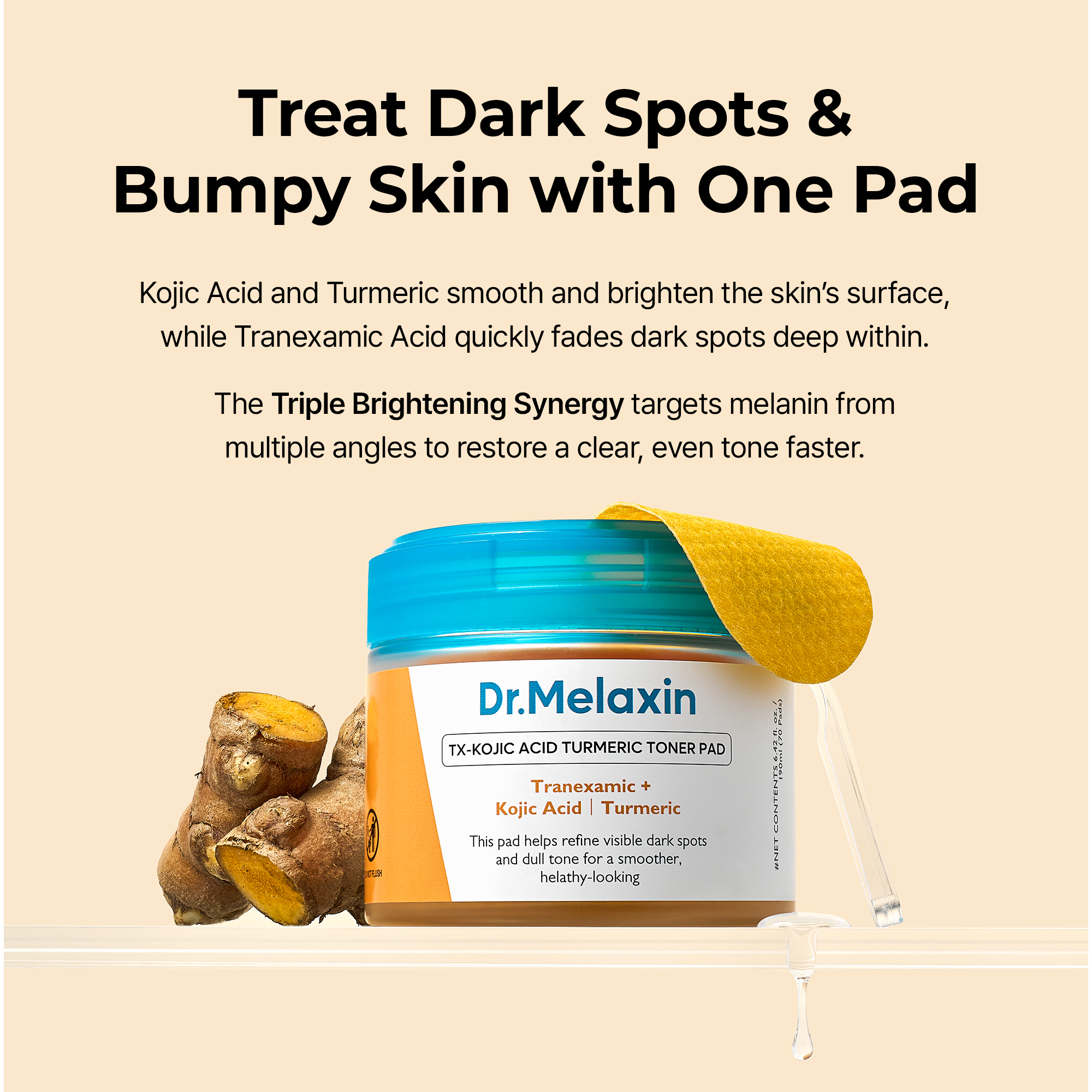 Kojic Acid Turmeric TX Toner Pad 70pads